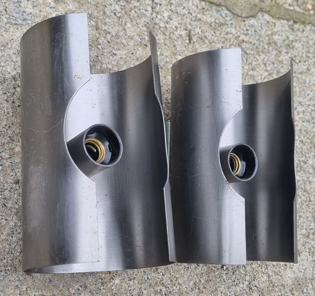 Pair of UFO wall lamps, brushed aluminum, vintage, 70s