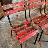 Set of 8 vintage French bistro chairs – industrial metal Tolix style