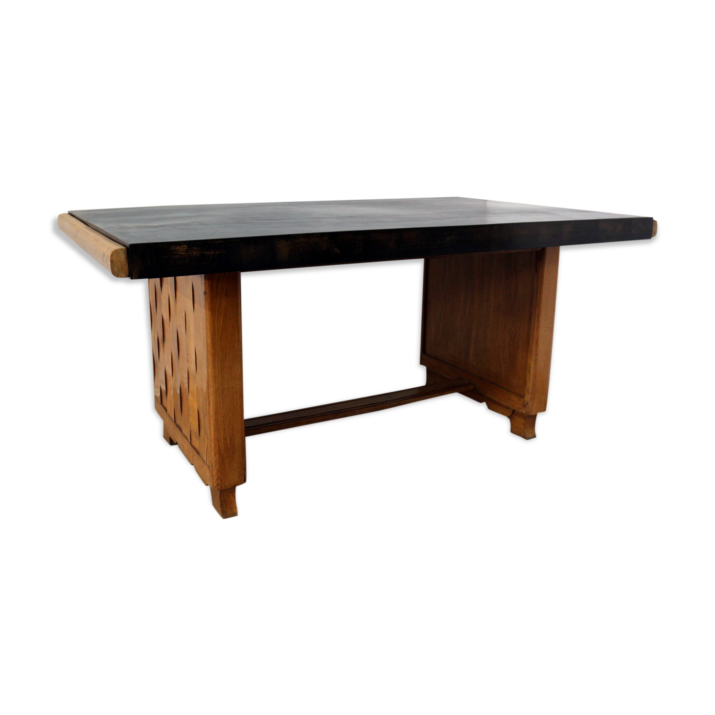 1950 oak table on black