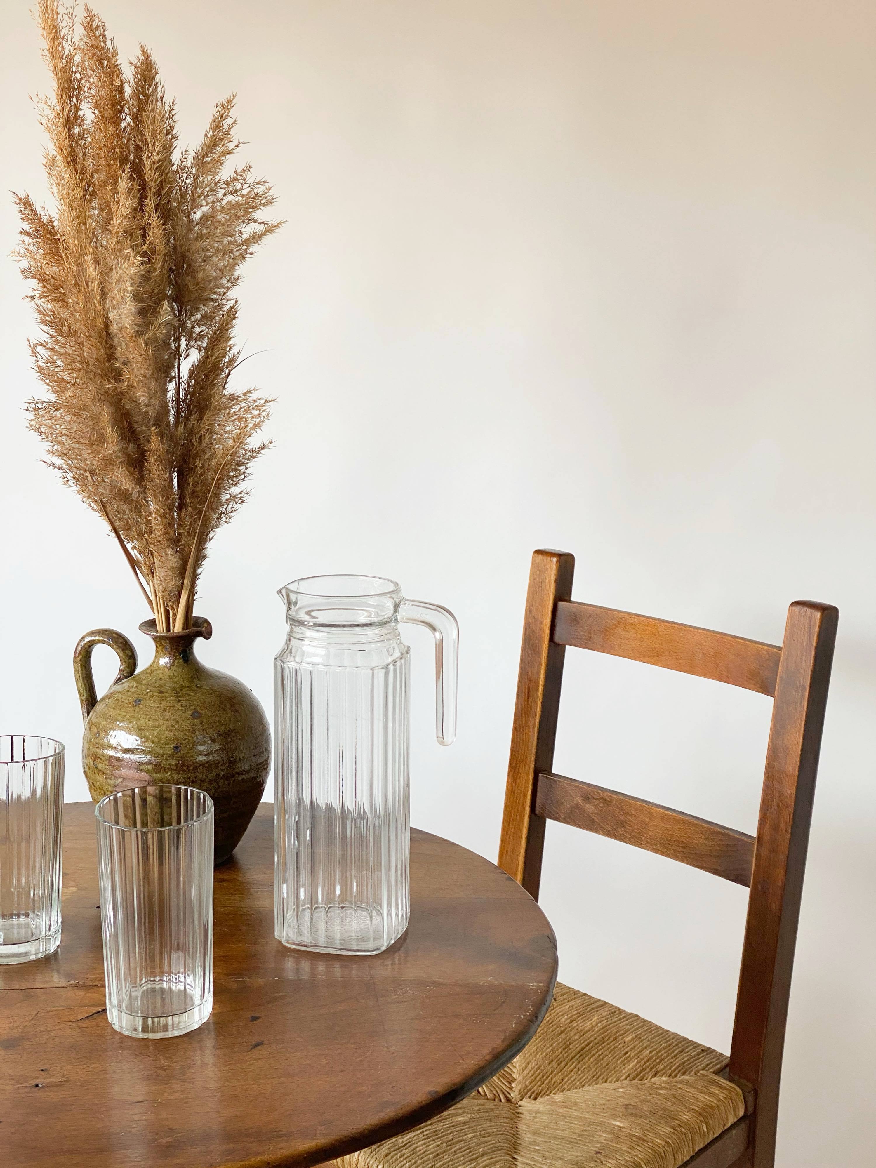 4 wooden and straw country chairs