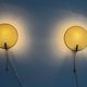 Pair of green plexiglass and gold metal wall lights by Erco, 1950s, Germany.