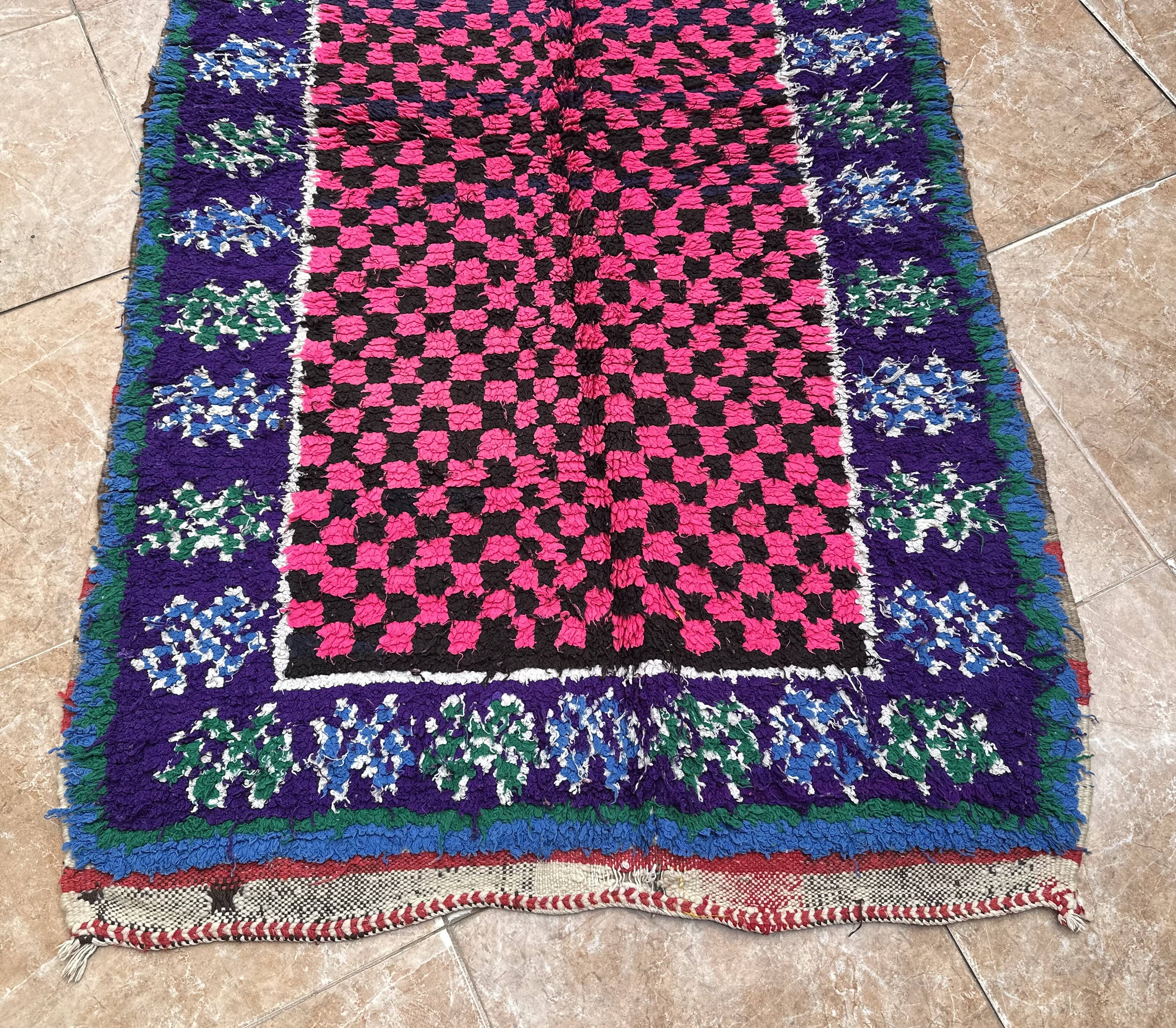 Vintage Moroccan Bouchaouit Rug: Berber Art Deco Rug, Handmade