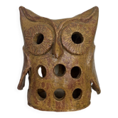 Stoneware lantern in the shape of an owl.