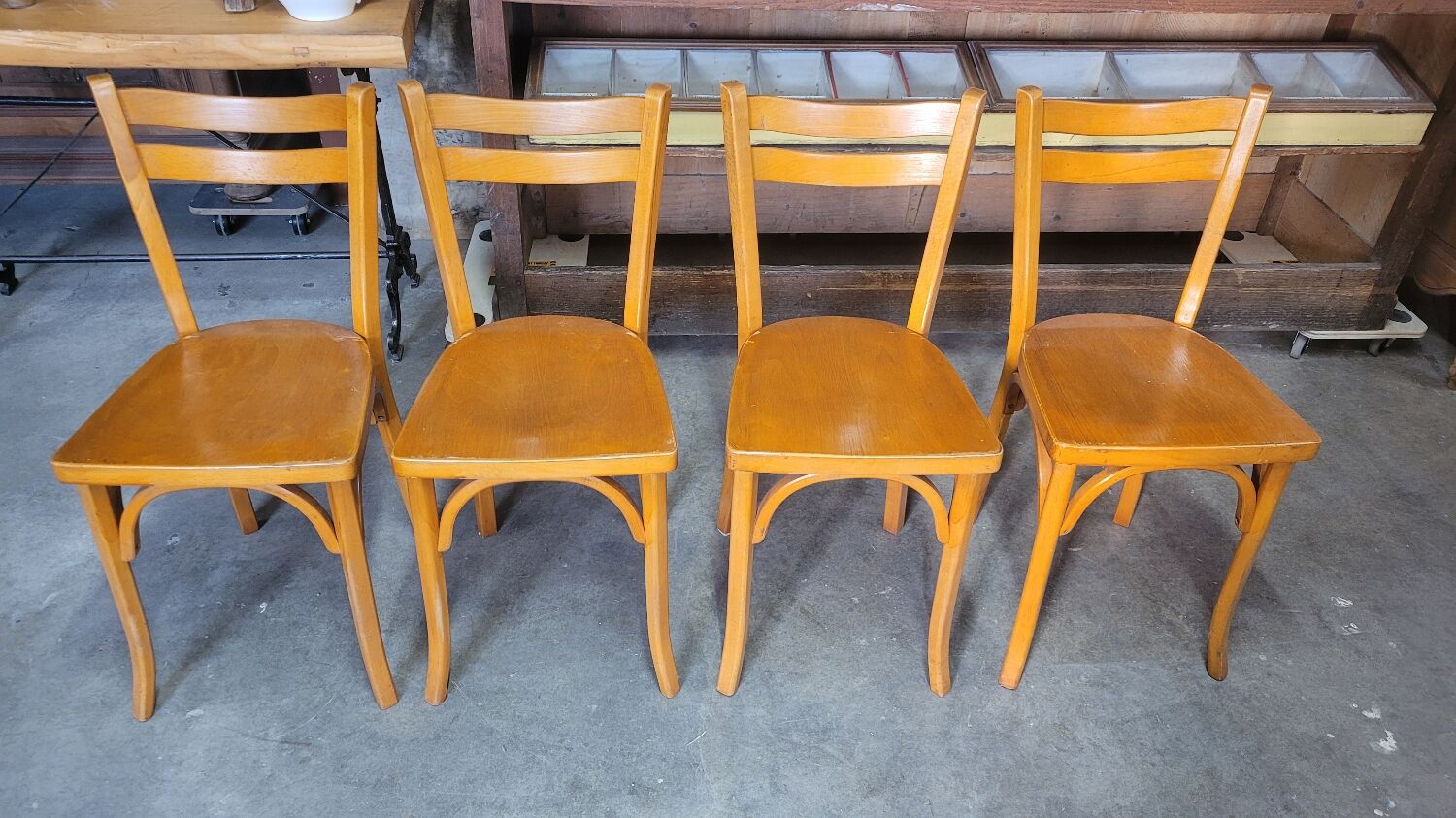 Series of 4 bistro chairs signed Baumann 1950 vintage