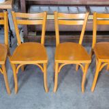 Series of 4 bistro chairs signed Baumann 1950 vintage