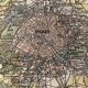 Lithograph engraving map of Paris and its suburbs of 1897