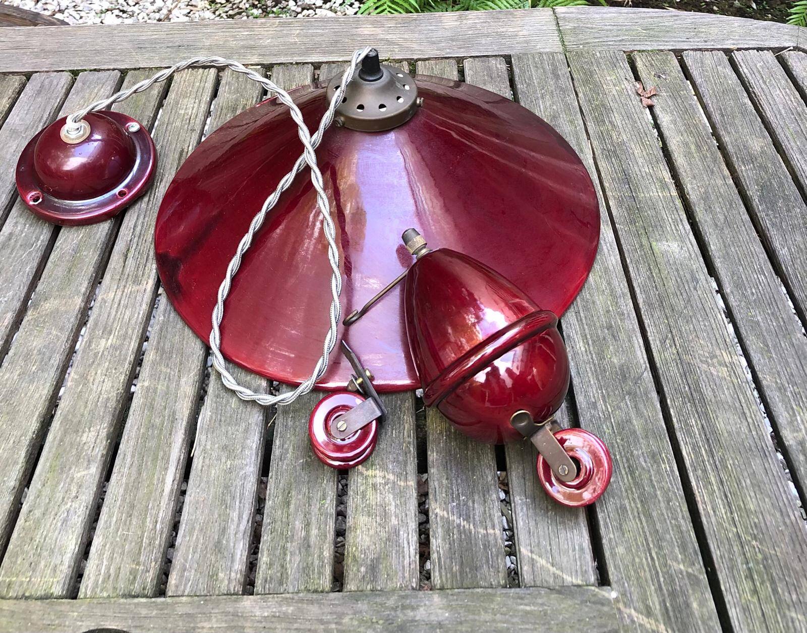 Set of 3 red ceramic pendants, brand Terre d'Hautaniboul.