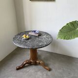 Empire walnut and marble pedestal table, late 19th century