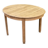 Table à manger ronde Art Déco en chêne brut décapé 1930