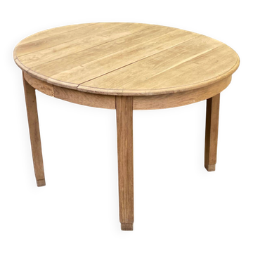 Table à manger ronde Art Déco en chêne brut décapé 1930