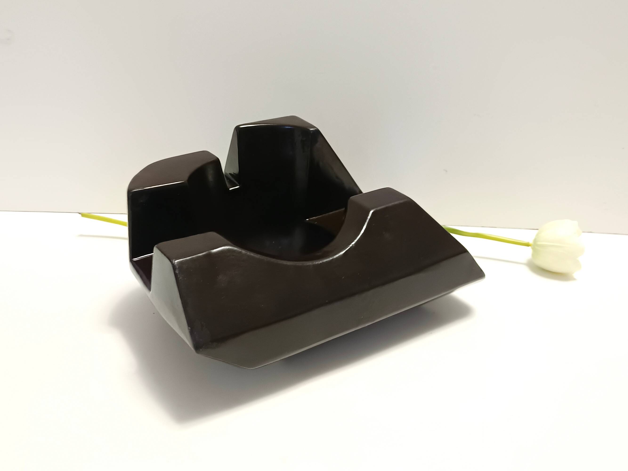 Brown Glazed Ceramic Trinket Bowl or Sculpture, Italy