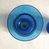 Pair of candle holders from the Biot glassworks, height 22 cm, diameter 15 cm.