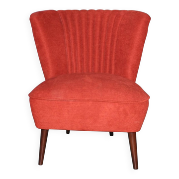 Purple cocktail chair in beech, 1960s, Mid-Century style, fluted backrest, comfortable seat.