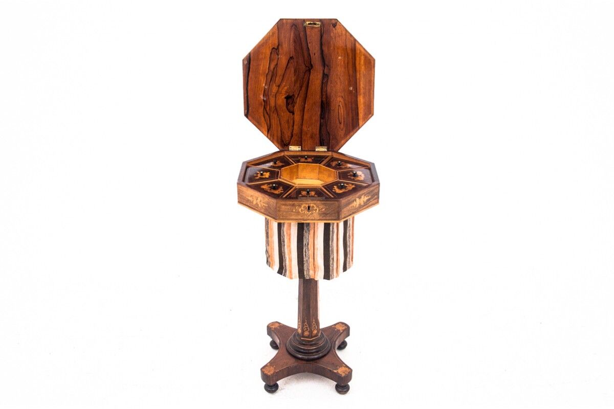 Antique thread table, Northern Europe, late 19th century.