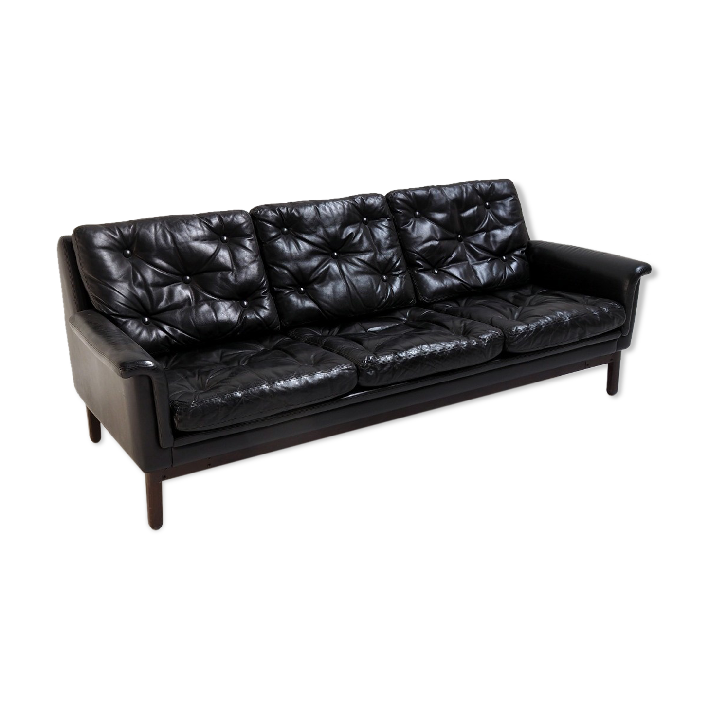 Black leather sofa
