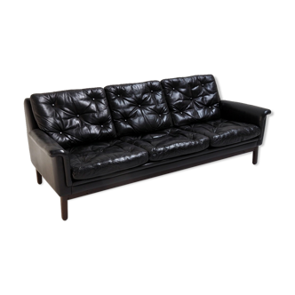 Black leather sofa