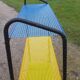 Vintage floor furniture perforated iron and metal