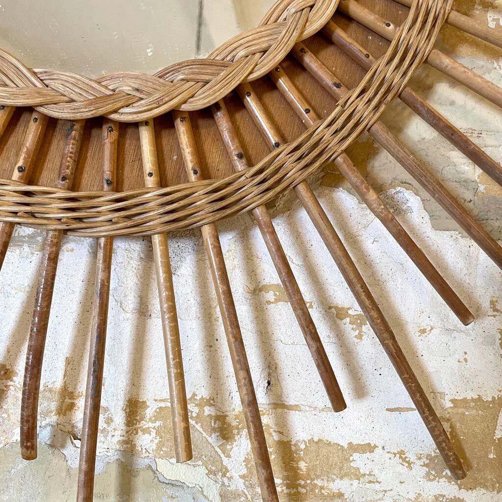 Rattan and wicker sun mirror
