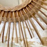 Rattan and wicker sun mirror
