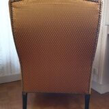Fauteuil crapaud satin doré