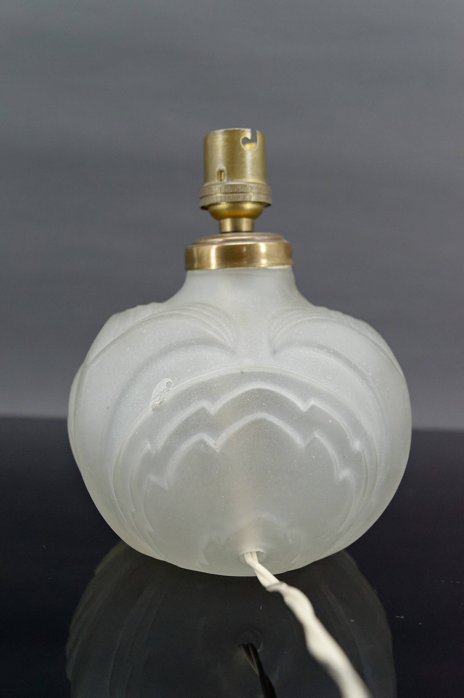 Small Art Deco pressed-molded glass lamp, France, circa 1925