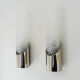 Pair of german wall sconces space age, chromed metal and glass, 60s