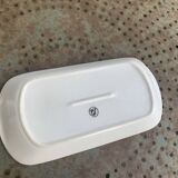 Rectangular cake dish in glazed ceramic, vintage floral pattern