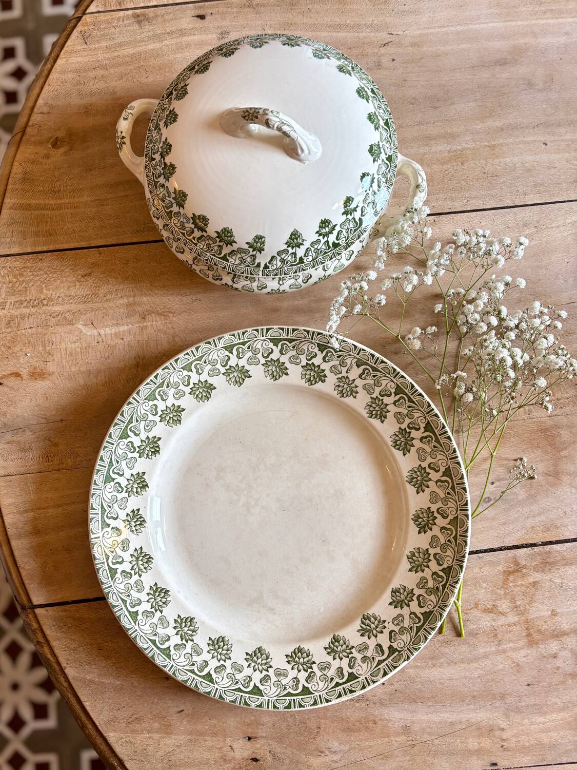 Vintage ironstone tureen and dish - Trèfle de Badonvillier model