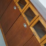 Vintage Dutch Beech & Oak Haberdashery Shop / Grain Cabinet, 1950s