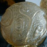 Pair of bedside lamps, brass and molded glass, 1950