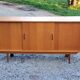 Vintage gold blond oak row 3 sliding doors