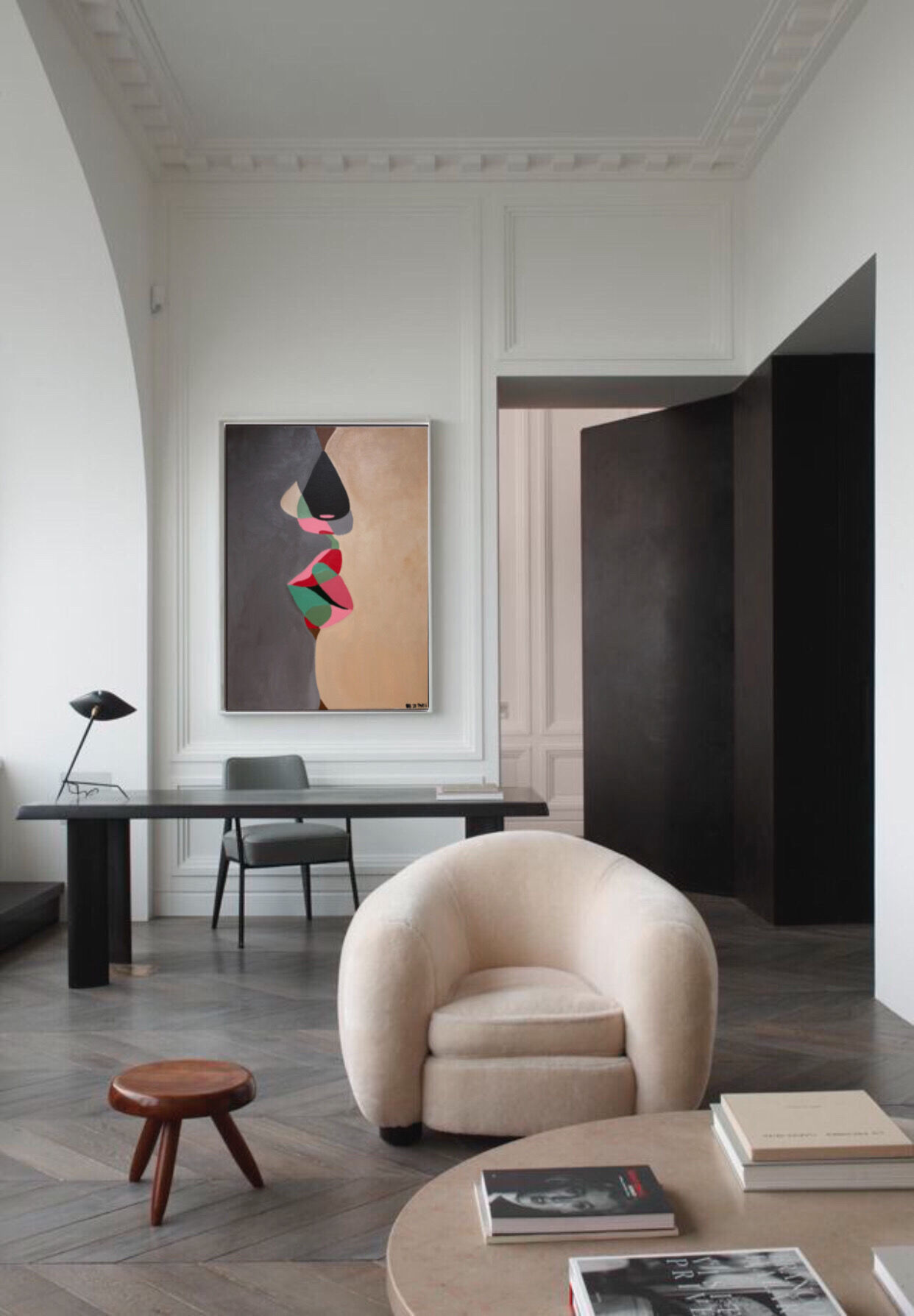 Large romantic painting The kiss 100x80cm