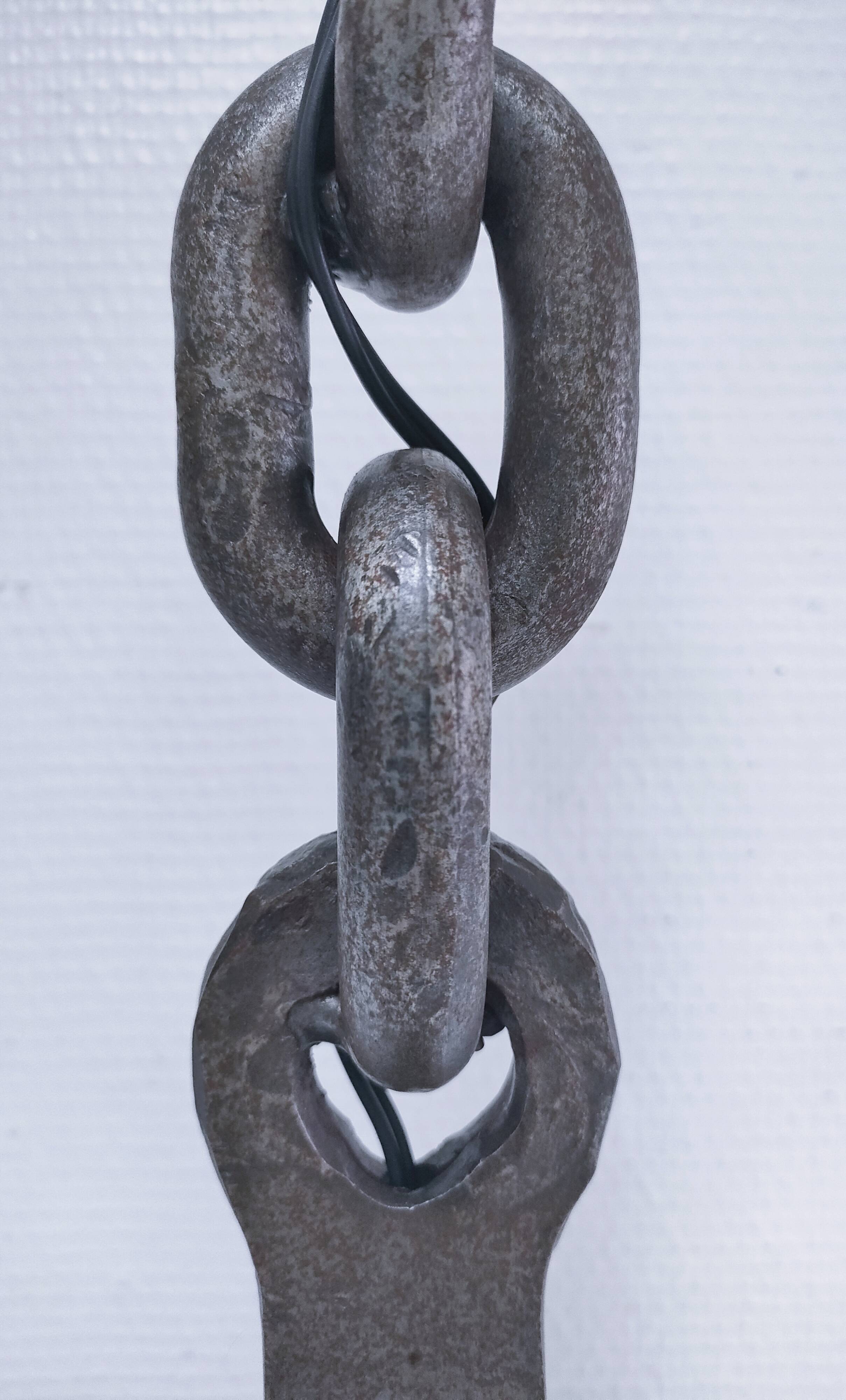 60s steel link floor lamp base