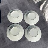 Vintage white hollow plates with purple polka dots