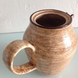 Beige pitcher in glazed ceramic from Salins vintage 60s-70s