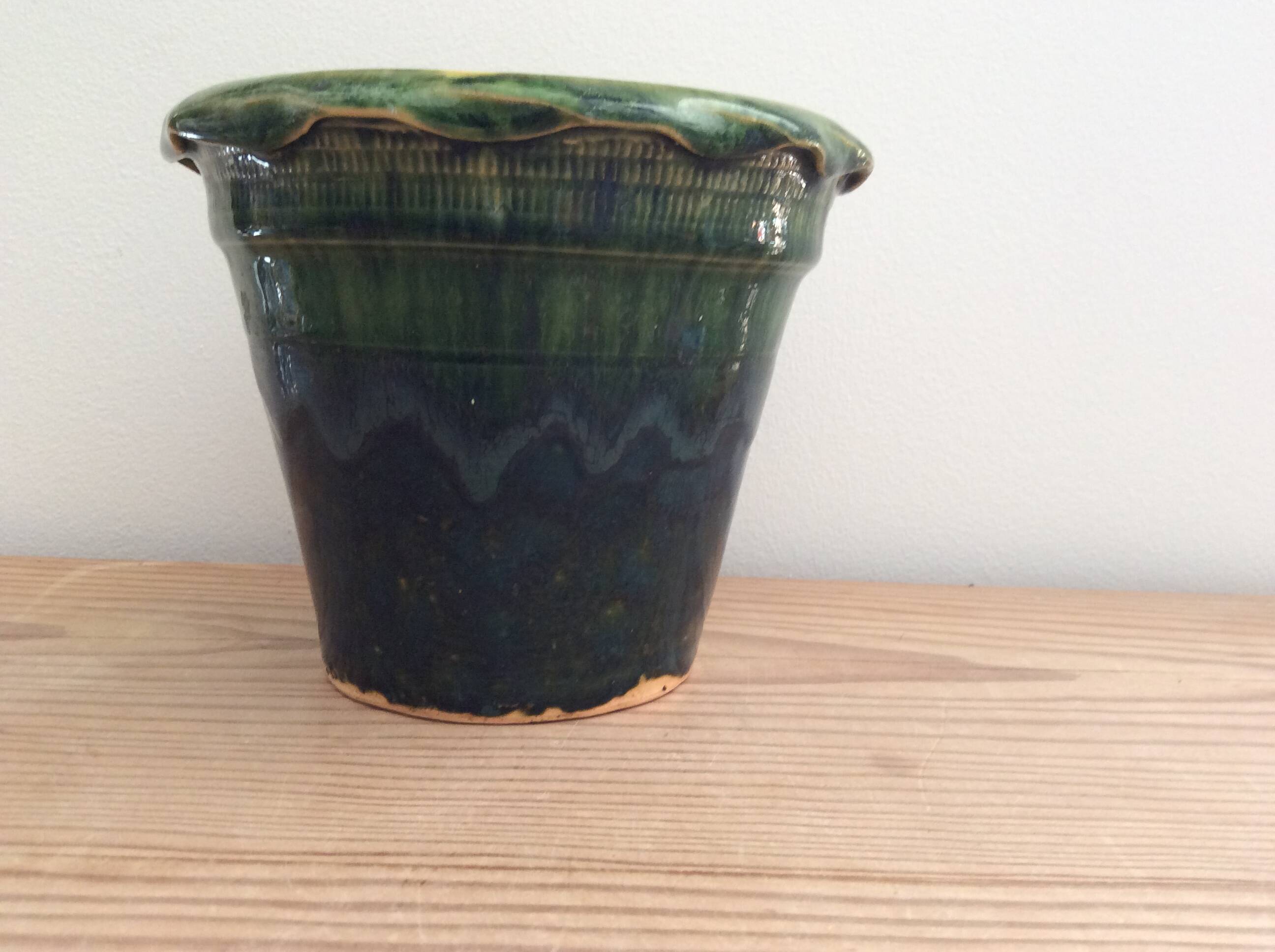 Glazed terracotta flowerpot