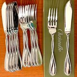 Christofle Galéa, fish cutlery, 6 forks, 6 knives.