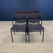 Set of 4 Gijs Van Der Sluis chairs aubergine fabric black steel legs 70s Netherlands