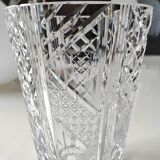 Vintage vase with flared neck in cut crystal - Decorated with geometric patterns / diamond braces