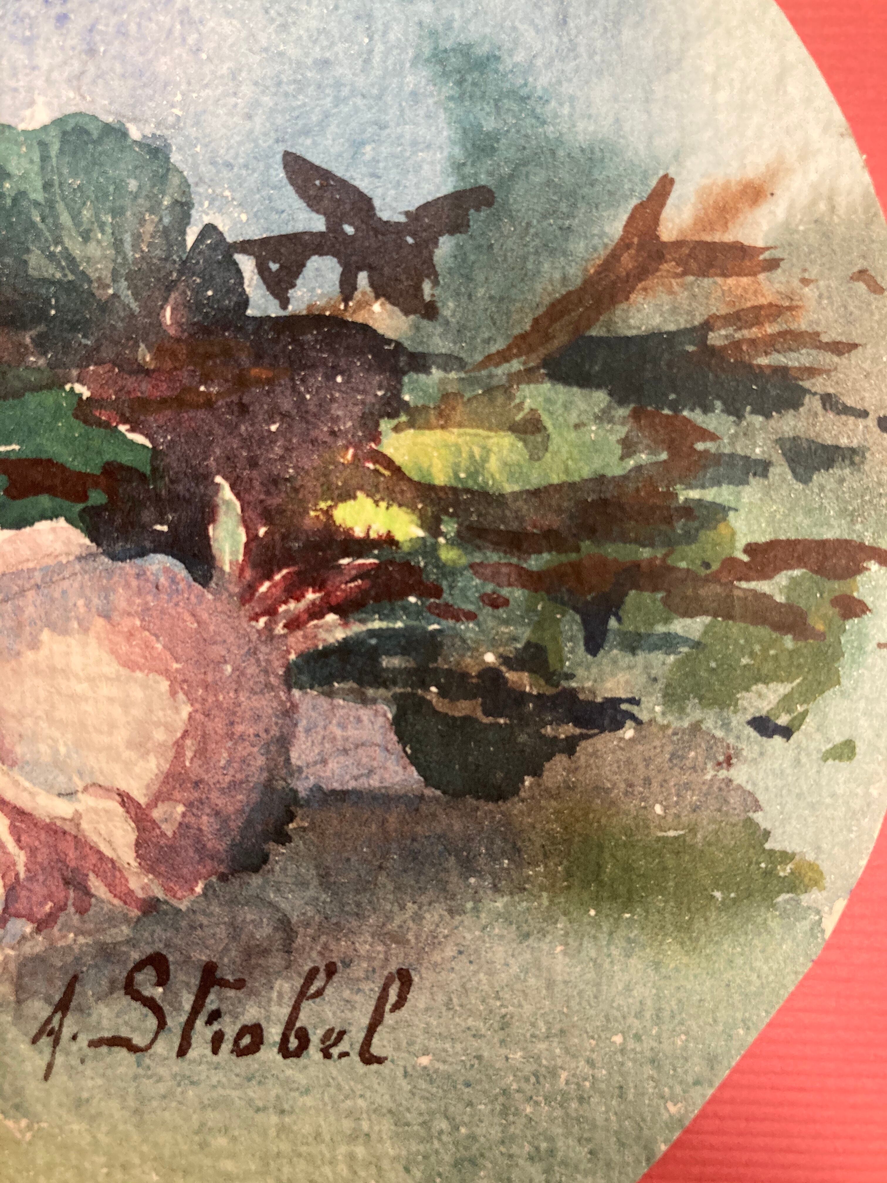 Oval watercolor with roses