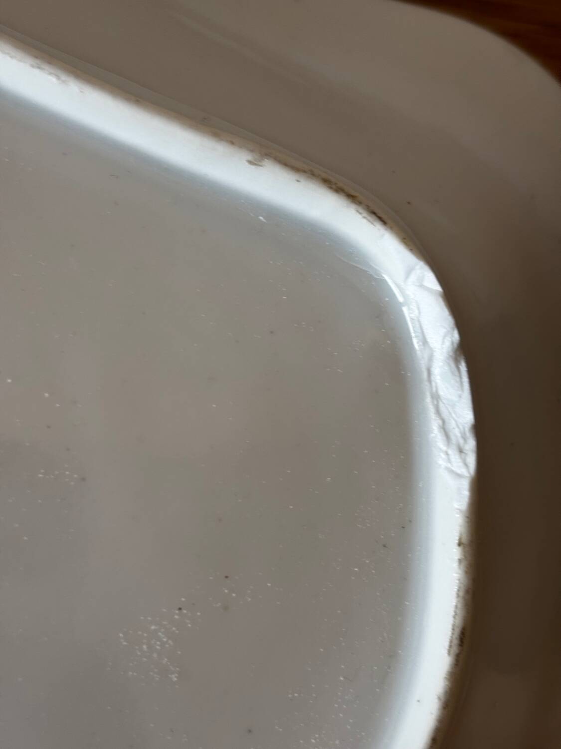 Vintage serving dish with green and gilt defects, Limoges porcelain