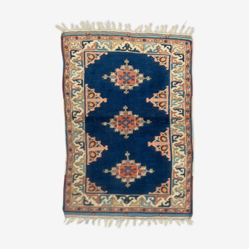 Vieux tapis turc kazak 140x96 cm vintage, rouge et bleu