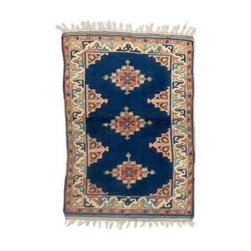 Vieux tapis turc kazak 140x96 cm vintage, rouge et bleu