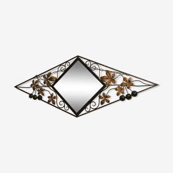 Art deco mirror in wrought iron brownwork