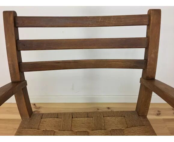 Rope and wood vintage armchair 50s