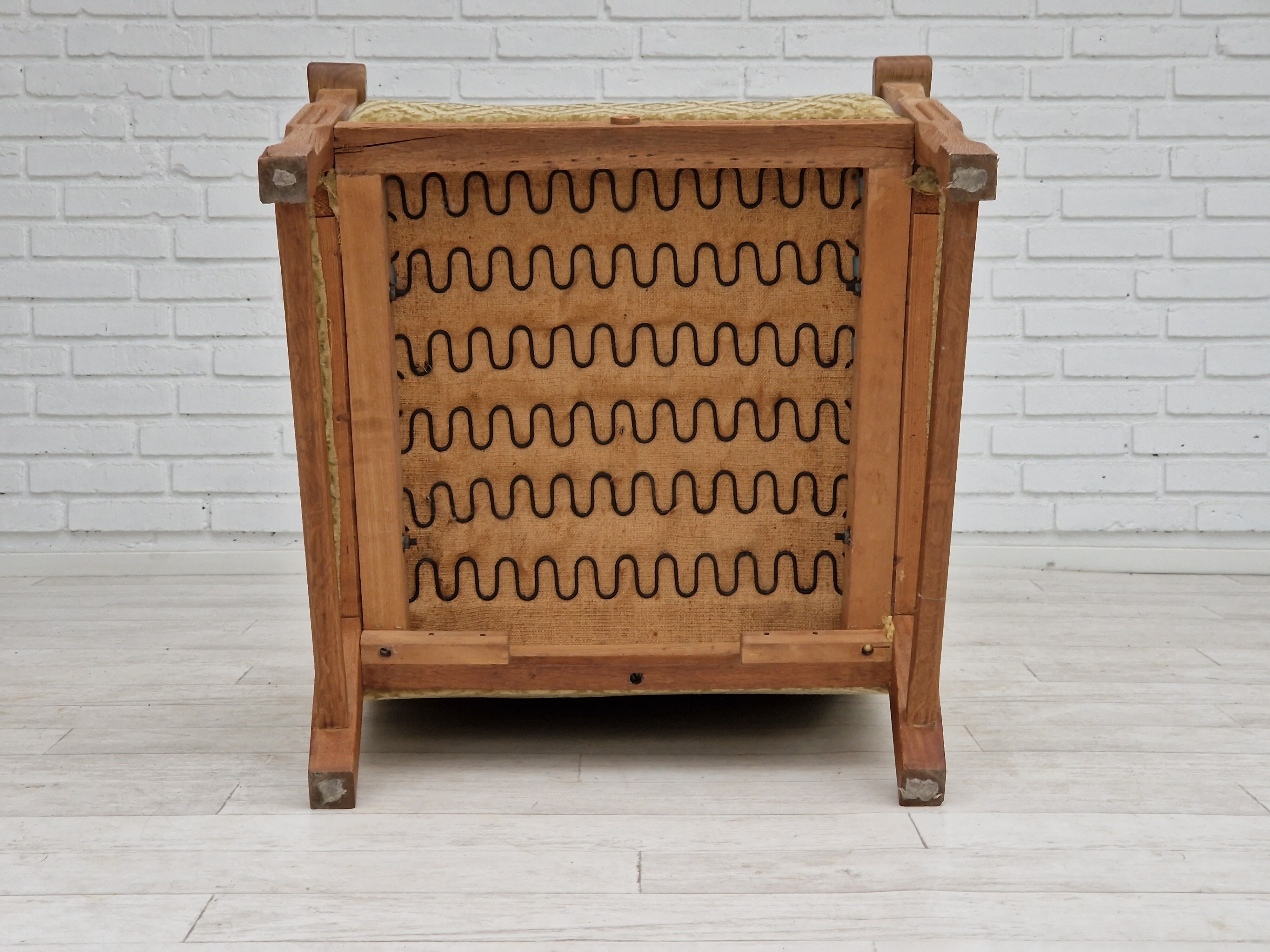 1960s, Danish design, highback armchair, furniture fabric, oak wood.