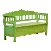 Antique pine bench with storage, 1900s