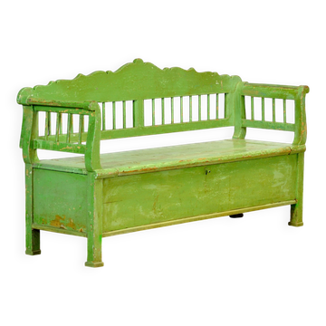 Antique pine bench with storage, 1900s