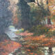 Huile sur toile  "Rivière dans les bois"