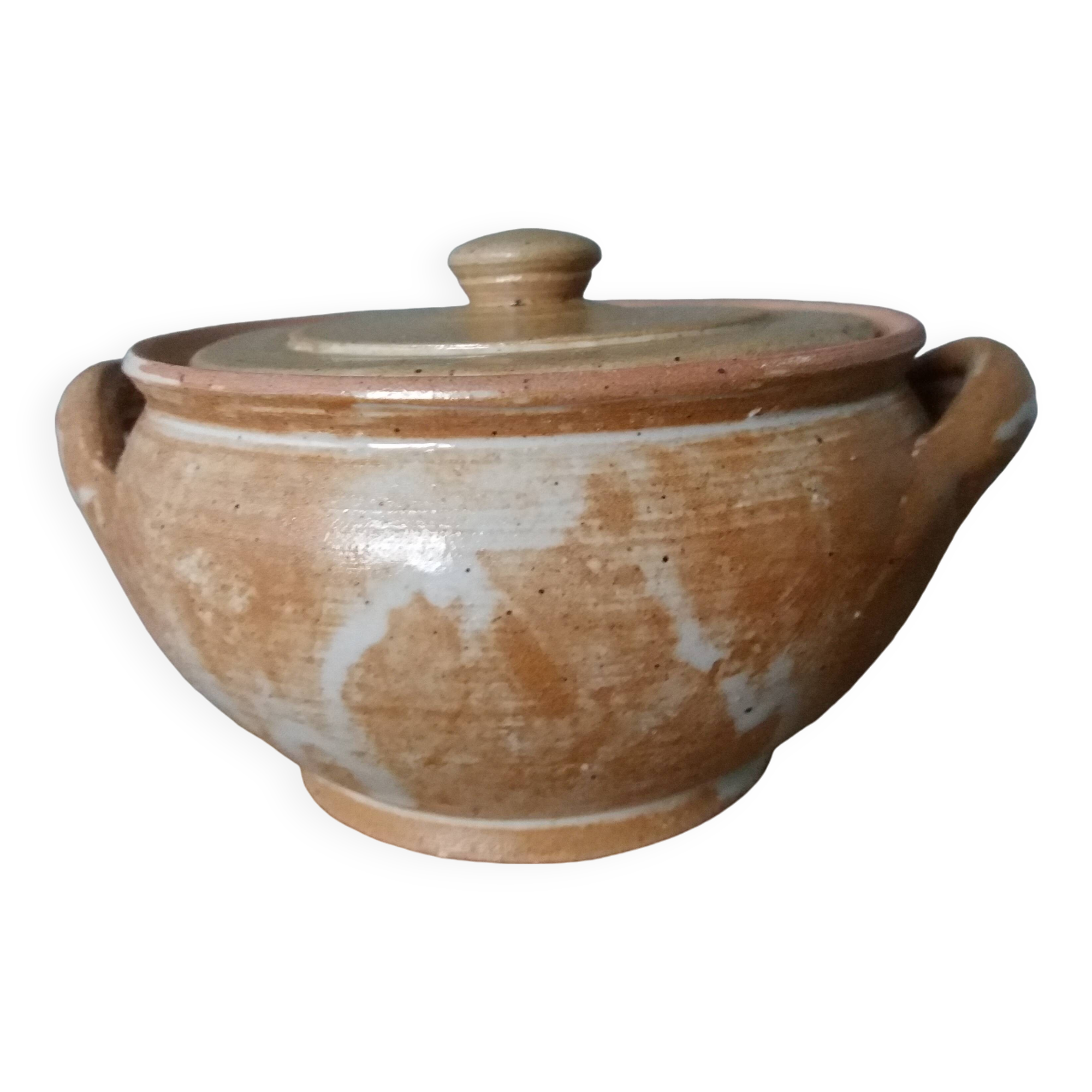Covered sugar bowl in Puisaye stoneware